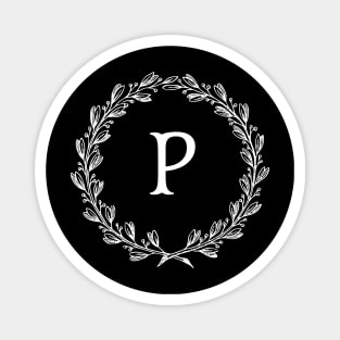 Beautiful Letter P Alphabet Initial Monogram Wreath Magnet